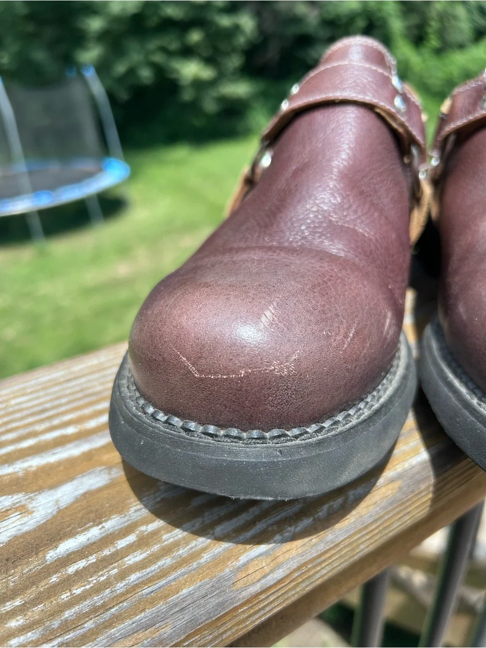 John Fluevog Brown Leather Harness Clog Shoes Lug Sole Portugal 9.5